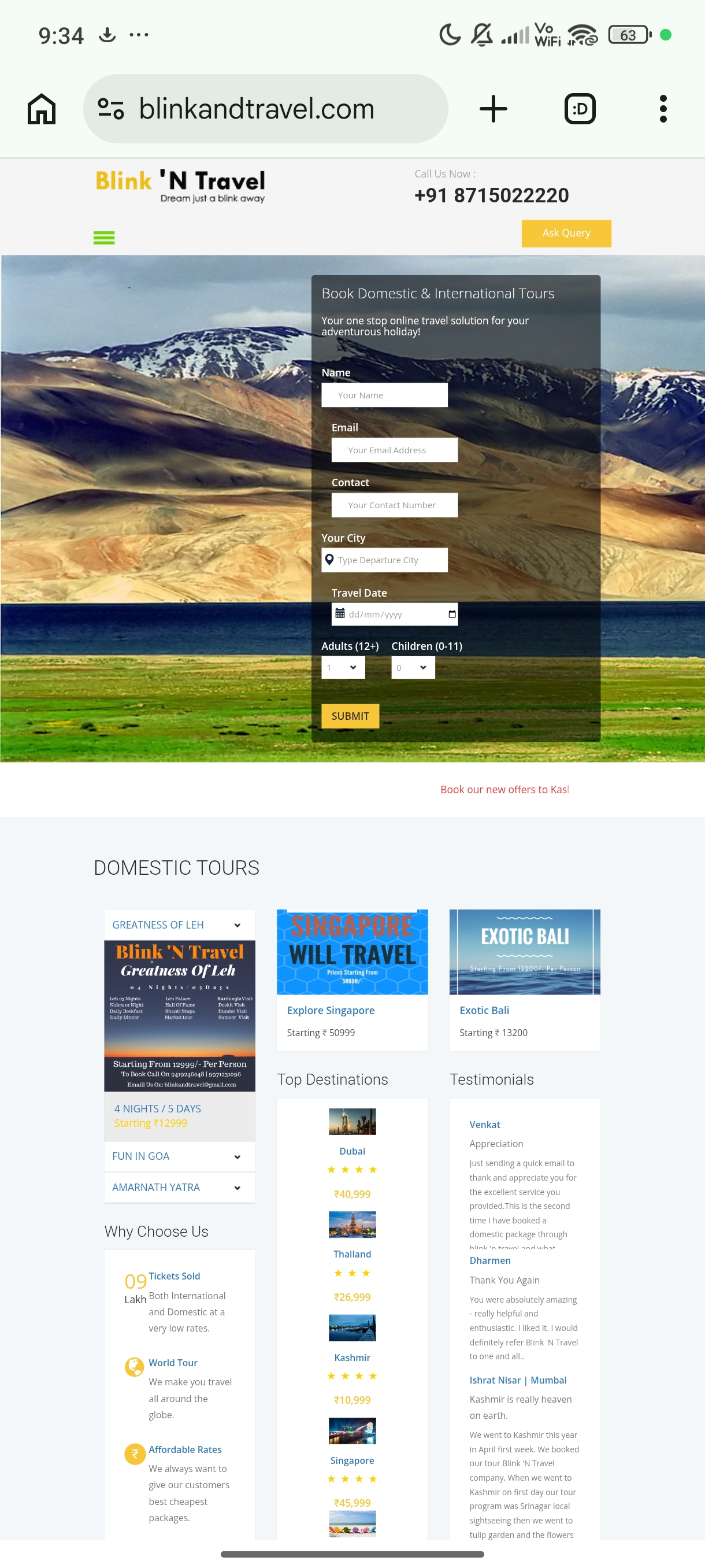 Blink N Travel Website