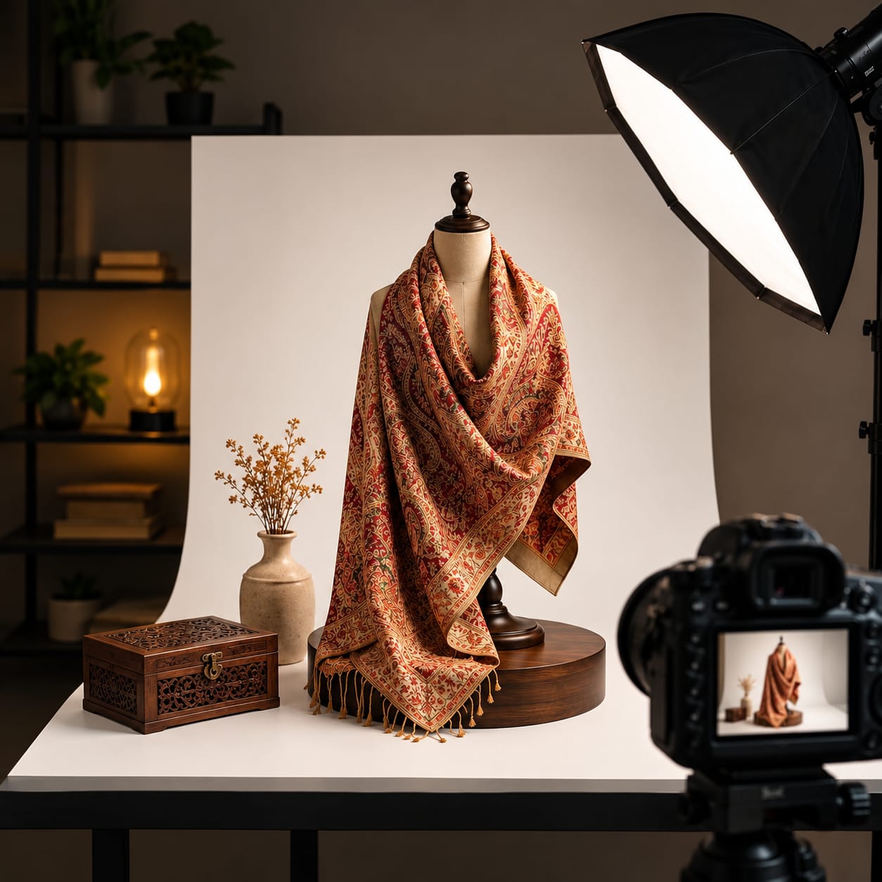 Product photography — camera setup in a studio